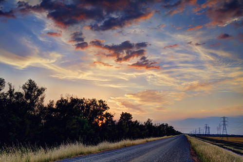 road trees sunset panorama field skyline river countryside panoramic powerline 1855mm countryroad yubacity ricefiled butteslough nikond5100