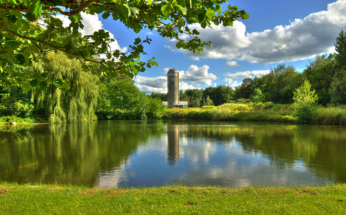 trees summer reflection leaves clouds landscape agriculture hdr tonemapped