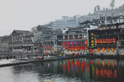 china lighting old travel bridge red people colors beautiful yellow misty architecture composition buildings reflections river spectacular effects grey town amazing ancient mood colours angle artistic creative atmosphere highlights lanterns colourful framing touristattraction fenghuang hunan selectivefocus waterreflections selectivecolouring interestingarchitecture redlanterns ancientcity wetreflections reflectionsonthewater nikond90 colourfulreflectionsfenghuang
