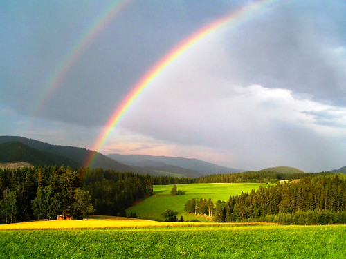 storm clouds landscape solar rainbow wiesen wolken landschaft sonne wald regenbogen wenigzell blinkagain sommersgut