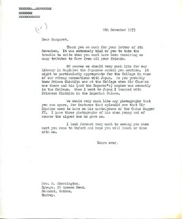 Sinclair to Margaret Sherrington - 8 November 1972 (S/1/4/62 (iv))