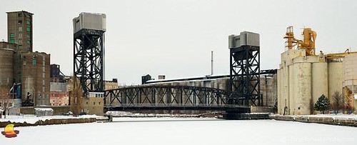 bridge winter snow ny newyork ice electric river landscape frozen buffalo alley industrial lift elevator cement grain northamerica standard lafarge landascape cargill ohiostreet