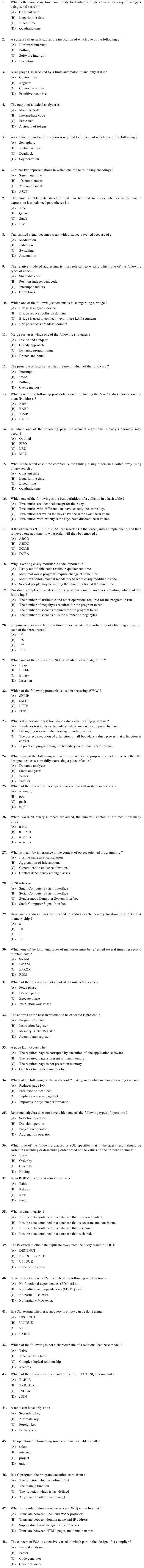 OJEE 2013 Question Paper for PGAT CSE/IT