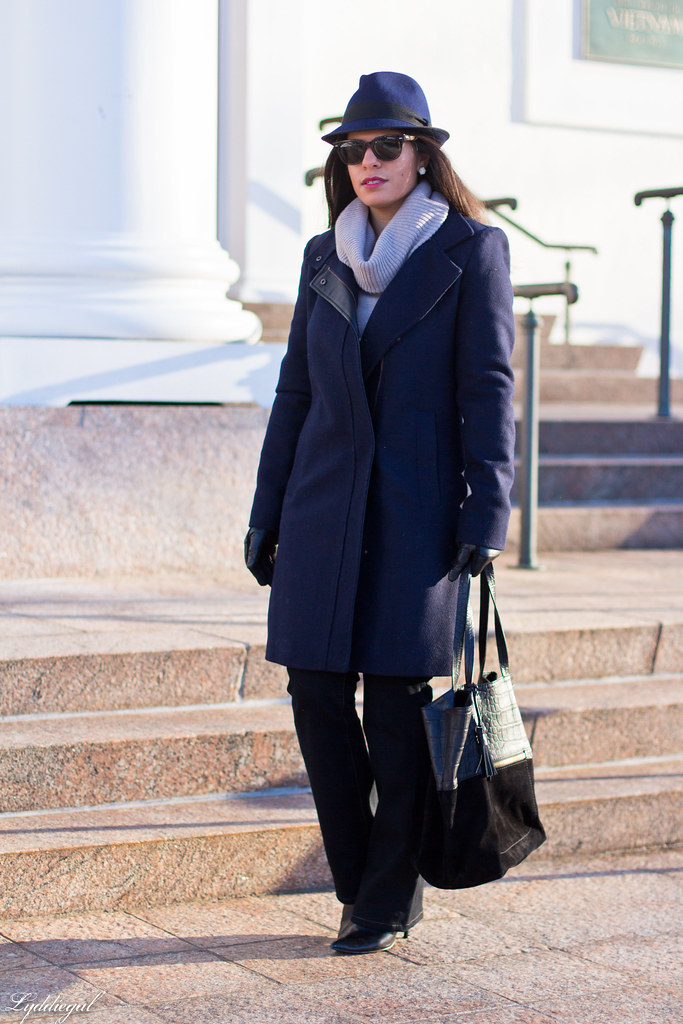 cowl neck sweater, flared jeans, navy coat.jpg