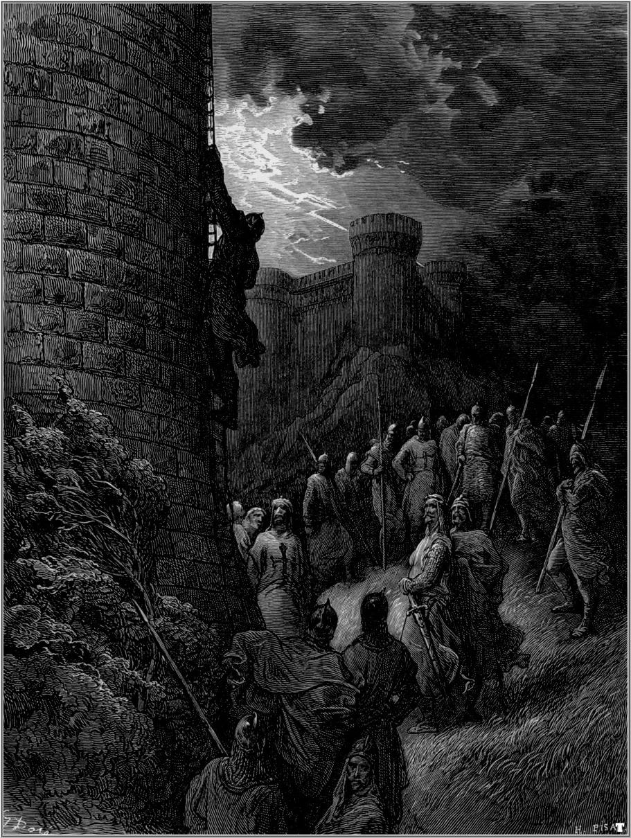 14. Intento de asalto por sorpresa a las murallas. De la obra Las Cruzadas. Gustavo Doré (1832-1883)