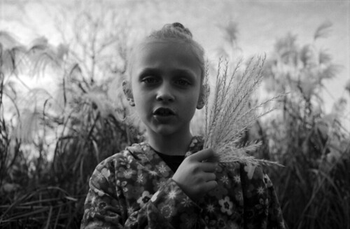 portrait bw film childhood analog 35mm lens outdoor daughter olympus m42 pan portret ilford dziecko nowe małopolska zew1920 e520 żukowice