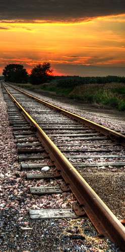 railroad sunset nebraska tracks lincoln hdr