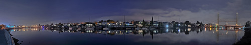 california bridge winter panorama color reflection night oakland canal nikon purple large panoramic bayarea drawbridge eastbay february alameda alamedacounty 2014 highstreetbridge d700 fruitvalebridge northkennedytract