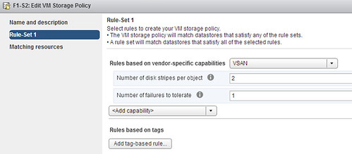 VM storage policy for VSAN