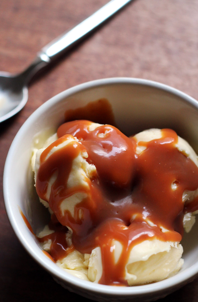 Salty Vanilla Frozen Custard with Salted Whiskey Caramel Sauce | Eats Well With Others