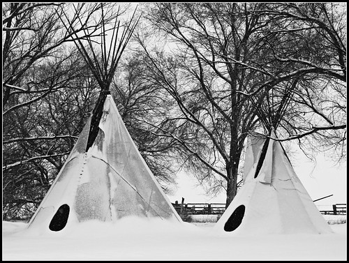 winter blackandwhite snow museum colorado ute americanindian teepees montrosecolorado uteindianmuseum