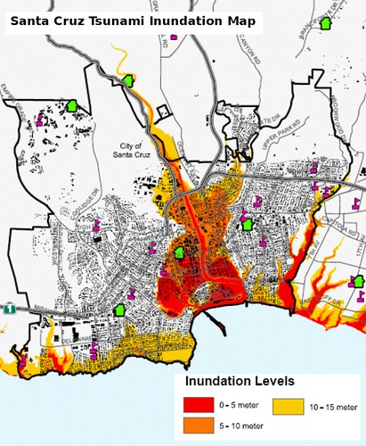 Santa Cruz Tsunami inundation map