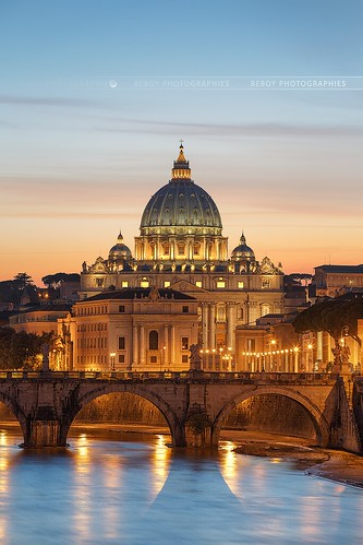 bridge sunset italy vatican rome colors clouds river san sanpietro pietro
