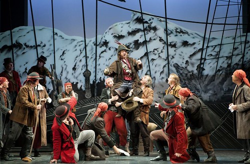 The Pirate King (Steven Page) and his shipmates in Scottish Opera and D'Oyly Carte’s Pirates of Penzance. Photo credit KK Dundas.