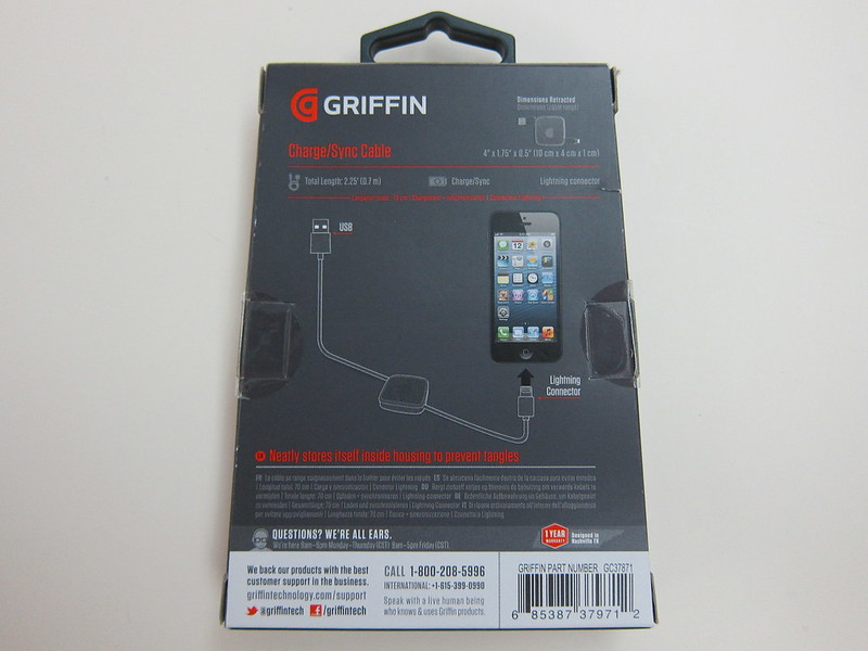 Griffin Retractable Lightning Cable - Box Back