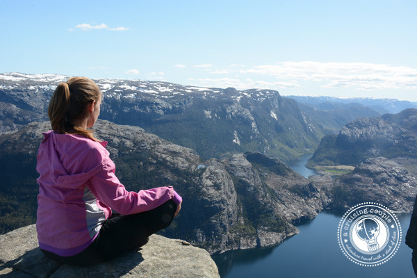 enjoying the view at the top of Pulpit Rock Norway