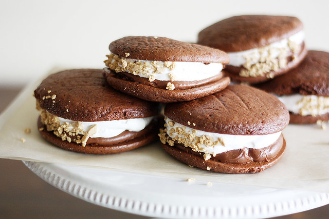 double chocolate s'mores whoopie pies