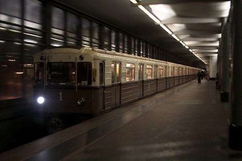 Replica of the original 1934-vintage Moscow Metro train in service
