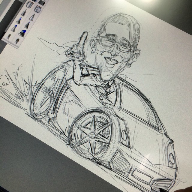 digital sports car caricature for Dow Chemical Pacific