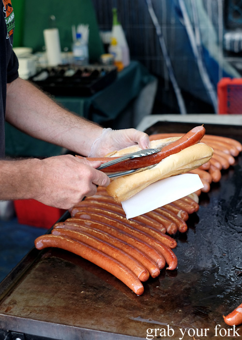 Giant Kransky sausages at Miami Marketta Street Food Market on the Gold Coast