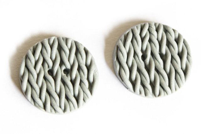 Polymer clay 'knitted' buttons