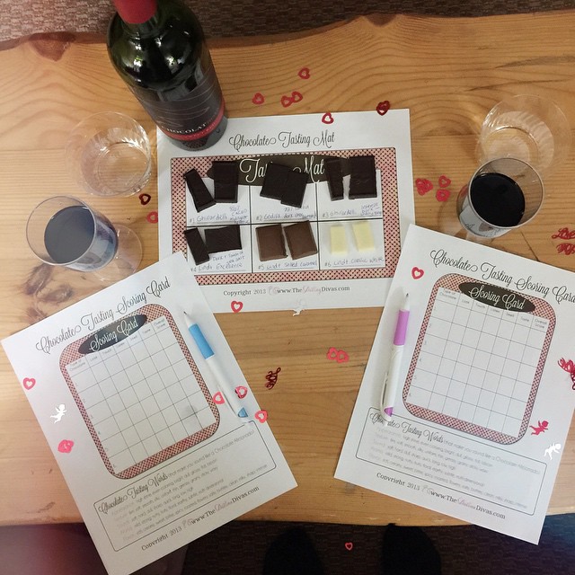 Finally got the over excited kids to bed and I surprised Brian with a Wine and a Chocolate tasting! Perfect cap to a busy evening! 🍫🍫🍫🍷🍷🍷 Happy Valentine's Day! ❤️❤️:he