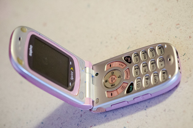 My old cell phone - pink Sanyo Sprint phone from 2006