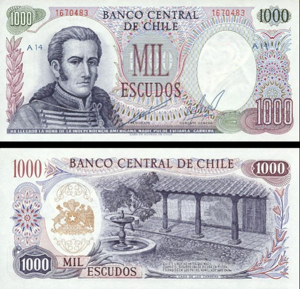 1000 Escudos Čile 1971, P146