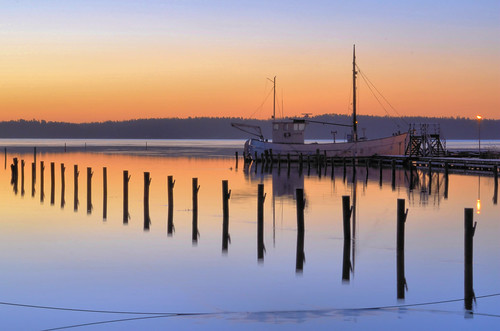 morning winter water sunrise dock ship harbour