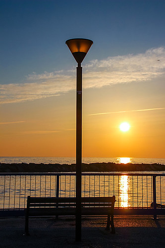 sea italy sun sunrise bench martinsicuro