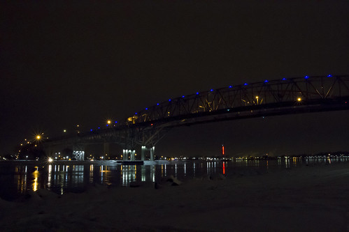 bridge winter snow night river bluewaterbridge tamron175028 canon7d