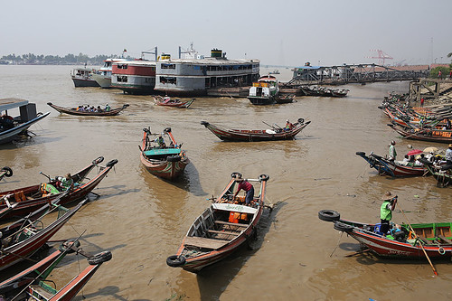 river boats boat yangon burma jetty myanmar rangoon yangonriver