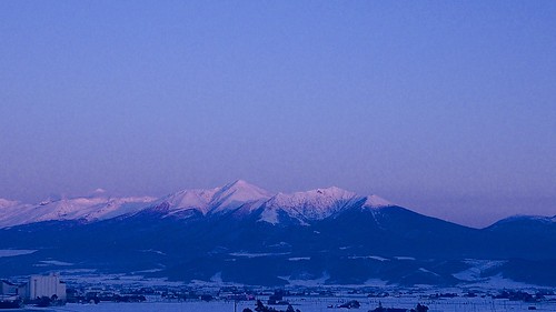 pink blue sunset red sky white snow mountains landscape hokkaido summit furano フォトストリーム