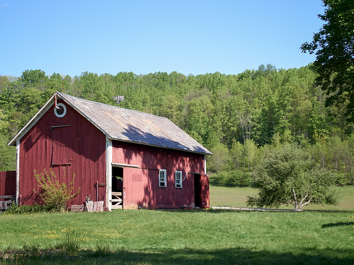 trees ohio red building grass architecture barn rural landscape bath village outdoor historical countyside