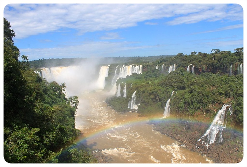 brazil iguazu falls with rainbow