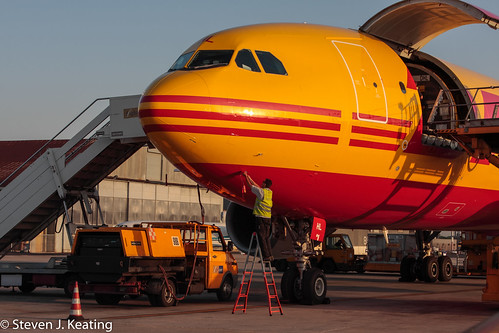 italy rome sunrise canon airplane is spring airport aircraft aeroplane cargo menatwork airbus l usm f4 freighter dhl ciampino unloading a300 24105mm 203f canonef24105mmf4lisusm a300b4