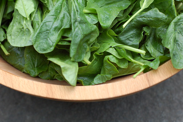 Gorgeous first spinach of the season from Taliaferro farms by Eve Fox, the Garden of Eating blog, copyright 2014