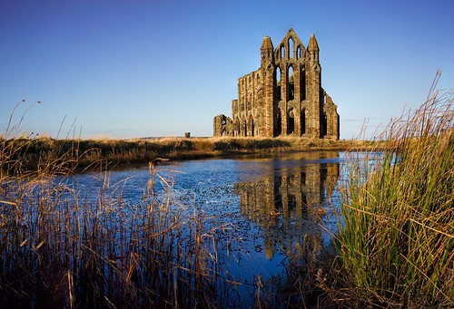vacation england reflection water abbey grass stone wall sunrise landscape pond raw sony whitby fullframe twitter gplus 500px a7r tumblr