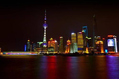 china longexposure water architecture night reflections landscape cityscape skyscrapers shanghai towers clear le pudong