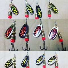 #mepps NEW ARRIVAL ! #blackfury different sizes and color combos! only at #mahigeerwatersports                   The Black Fury with a plain treble hook is one of the great all-time Mepps spinners. The special Black Fury blade spins closer to the body tha