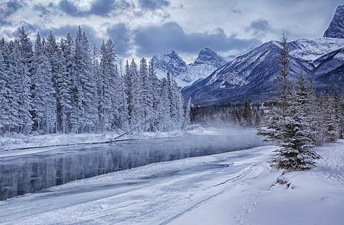 trees winter snow canada day threesisters hdr bowriver canadianrockies 2470 canmorealberta canon6d canonef2470f28iiusm