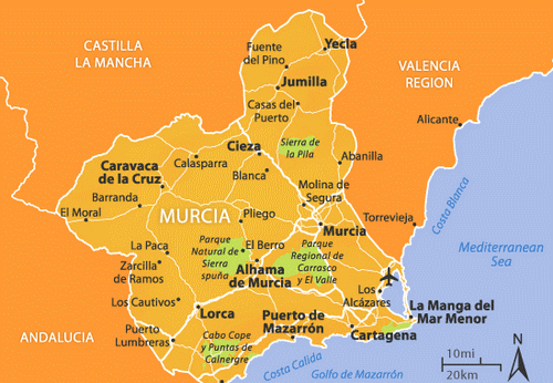 Mapa de Regiao de Murcia
