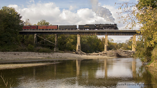 railroad bridge fall train canon lafayette engine indiana steam passenger excursion wabash cannonball wildcatcreek nickelplate nkp 765