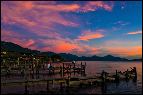 sunset lake america mesoamerica puerto lago atardecer harbor pier wooden madera dusk guatemala central quay atitlan wharf embarcadero pana panajachel centroamerica solola