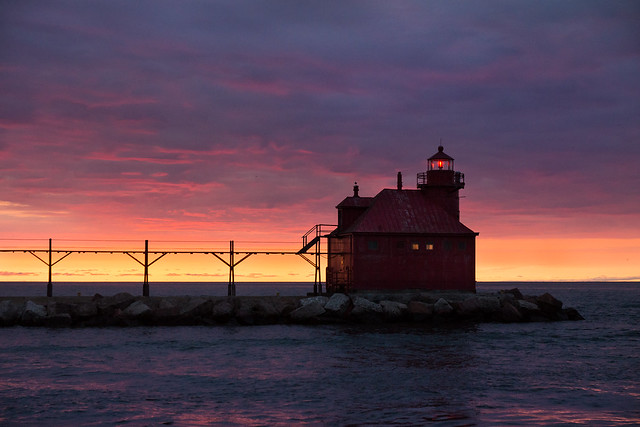Lighthouse, Sunrise, Sturgeon Bay, Wisconsin, Lake Michigan