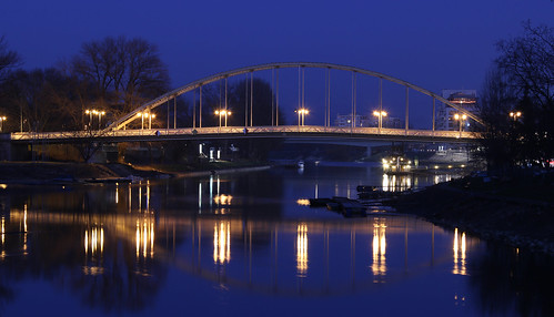 city bridge blue reflection buildings river town hour híd raab óra kossuth győr kék folyó rába