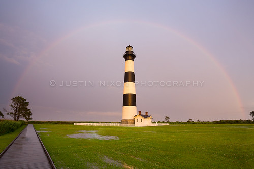 light sunset lighthouse storm rain nc rainbow northcarolina nagshead outerbanks obx bodieisland