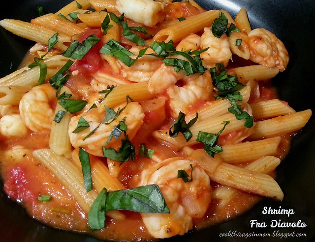Shrimp Fra Diavolo in a bowl.