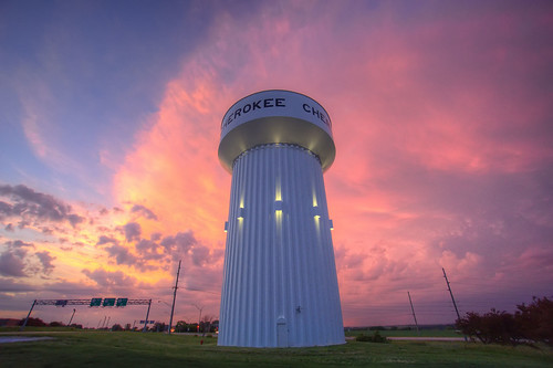 pink sunset sky tower water clouds watertower iowa cherokee hdr bracketing 3exp sel1018 ilce6000