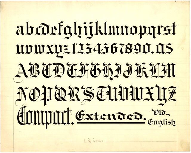 Old English alphabet from Zaner-Bloser Penmanship collection